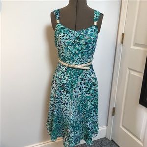 White House Black market teal chiffon Easter dress